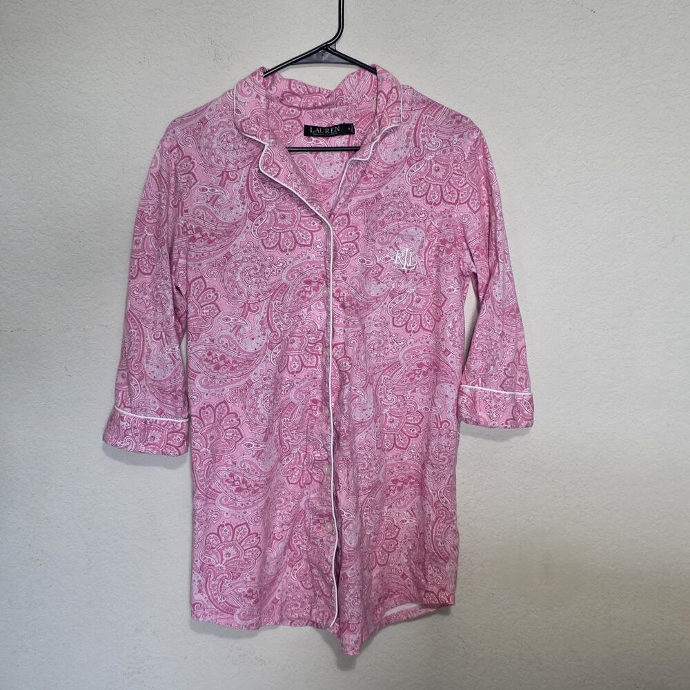 Lauren Ralph Lauren Women's M Sleep Shirt Shirtdress Nightgown Pink Paisley